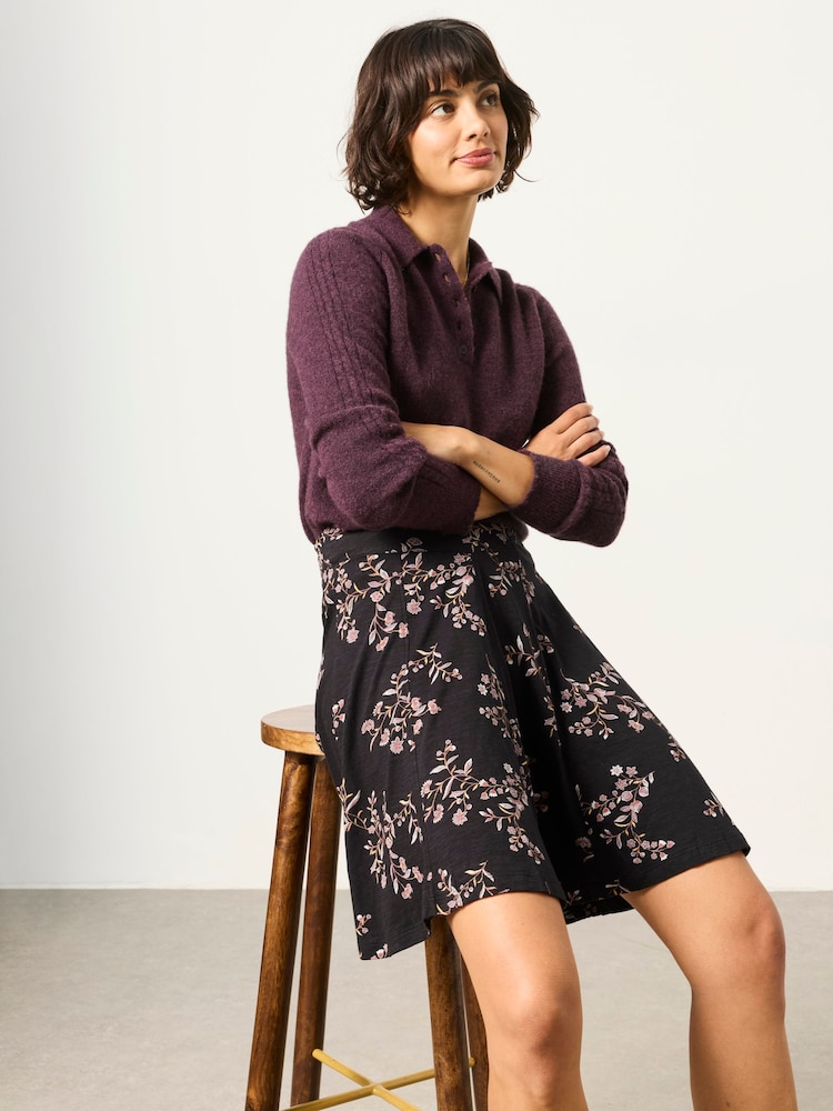 FatFace Selena Black Vintage Floral Skirt - Image 1 of 5