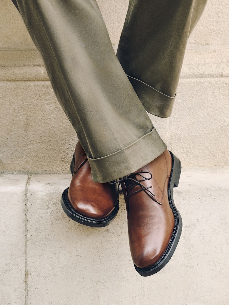 Brown Smart Leather Chukka Boots - Image 1 of 3 Brown Smart Leather Chukka Boots - Image 1 of 3