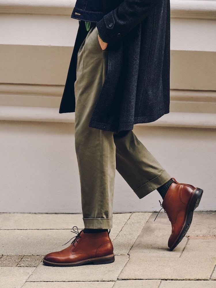 Tan Brown Leather Chukka Boots - Image 1 of 7 Tan Brown Leather Chukka Boots - Image 1 of 7