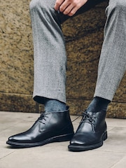 Black Smart Leather Chukka Boots - Image 1 of 3