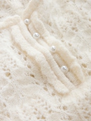 Ecru Pointelle Knit Long Sleeve Henley Jumper - Image 5 of 7
