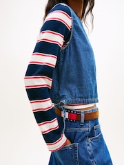 Tommy Jeans Blue Chambray Denim Side Tie Sleeveless Blouse - Image 4 of 5