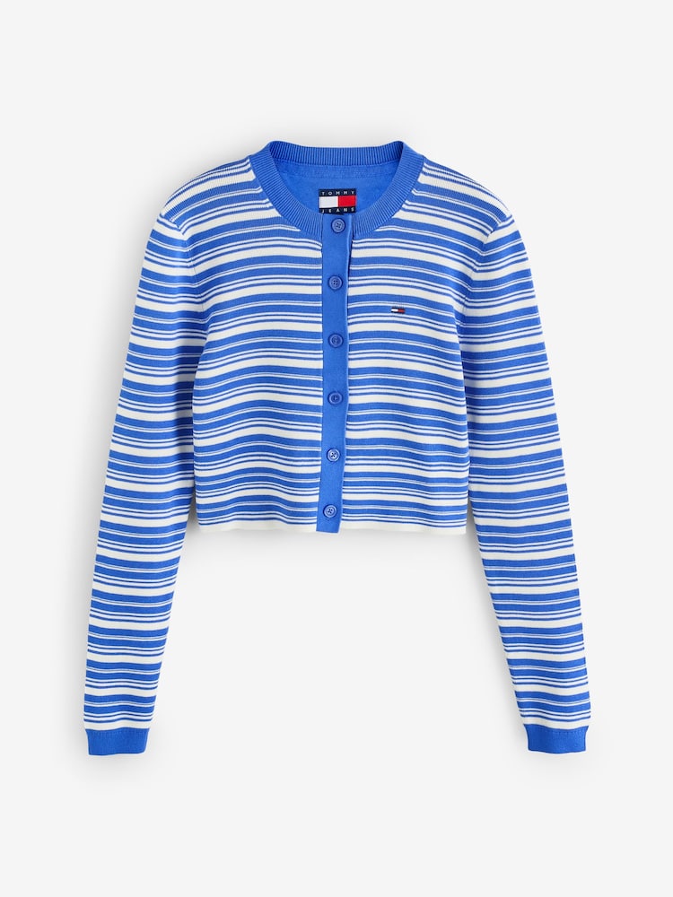 Tommy Jeans Blue Stripe Slim Crew Neck Blouse - Image 7 of 7 Tommy Jeans Blue Stripe Slim Crew Neck Blouse - Image 7 of 7