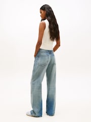 Tommy Jeans White Tommy Badge Washed Cable Knit Polo Jumper - Image 3 of 5