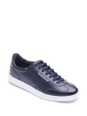 Niebieski - Base London Tucker Lace Up Leather Trainers - Obraz 2 z 4