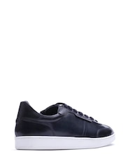 Niebieski - Base London Tucker Lace Up Leather Trainers - Obraz 3 z 4