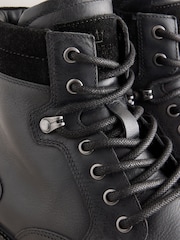 Black Leather Zip-Up Borg Lined Boots - Image 4 of 7