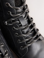 Black Leather Zip-Up Borg Lined Boots - Image 6 of 7