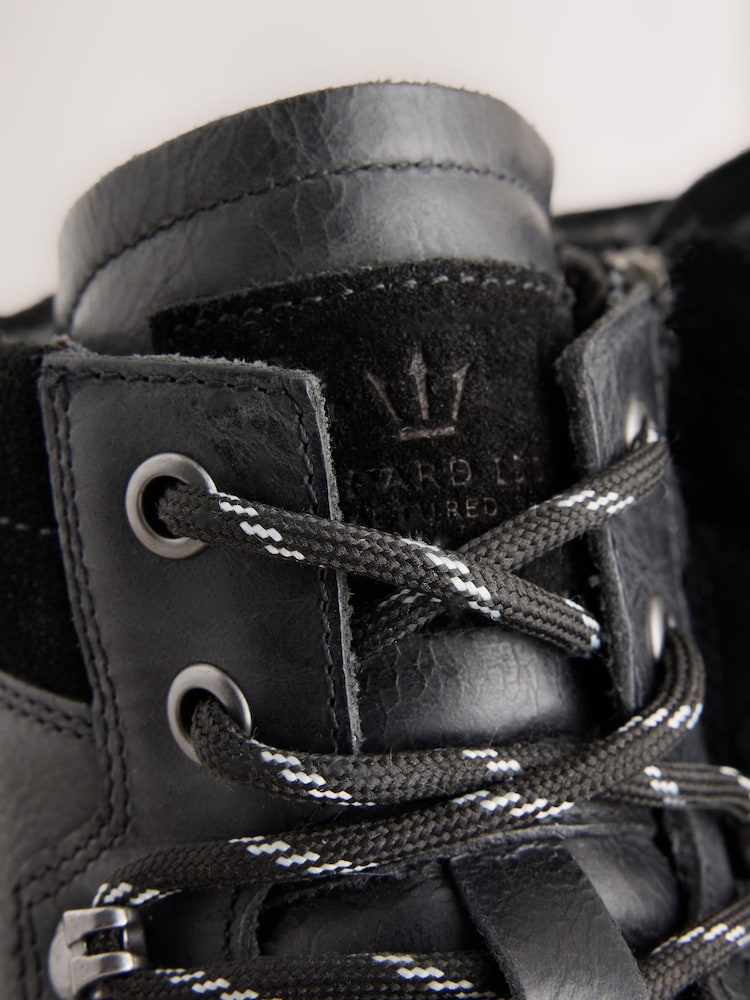 Black Leather Zip-Up Borg Lined Boots - Image 7 of 7