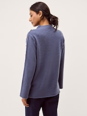 Monsoon Blue Breda Funnel Neck Button Jumper - Image 2 of 4