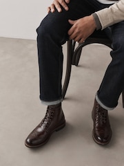 Brown Leather Brogue Boots - Image 1 of 2