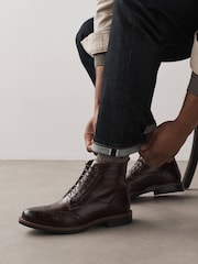 Brown Leather Brogue Boots - Image 2 of 2