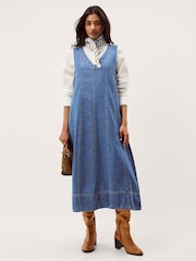 Monsoon Blue Tessa Sleeveless Denim Midi Dress - Image 1 of 5