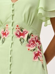 Monsoon Green Coraline Floral Embroidered Midi Dress - Image 4 of 5