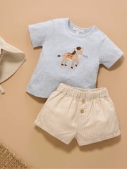 Purebaby Blue Donkey Shorts and T-Shirt Set - Image 1 of 5