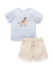 Purebaby Blue Donkey Shorts and T-Shirt Set - Image 2 of 5