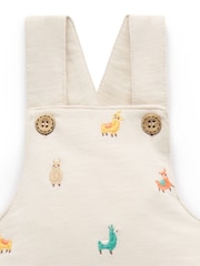 Purebaby Natural Turtle Broderie Dungaree and T-Shirt Set - Image 3 of 7