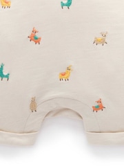 Purebaby Natural Turtle Broderie Dungaree and T-Shirt Set - Image 6 of 7