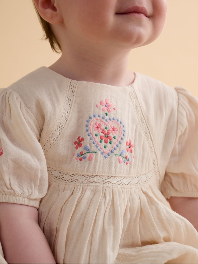 Purebaby White Embroidered Dress - Image 6 of 6