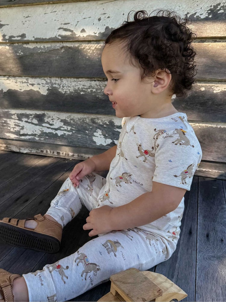 Purebaby リブ半袖ジップパジャマ - 画像 1 / 5