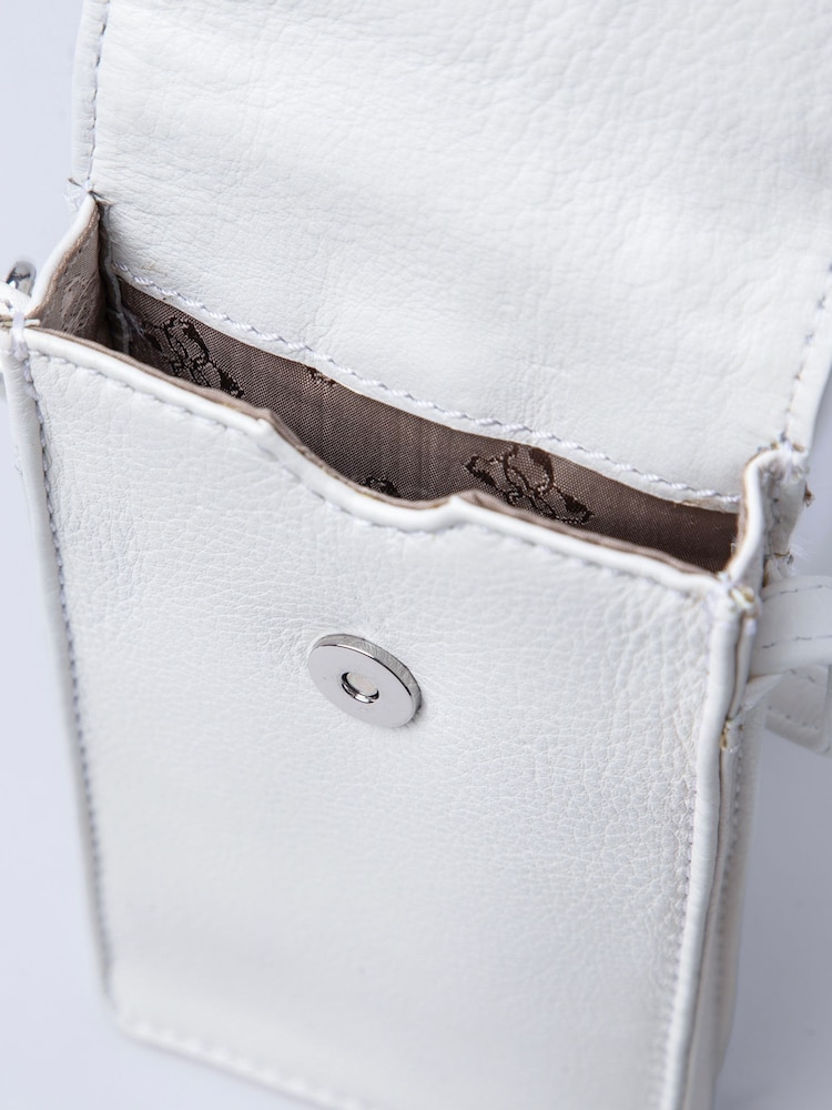 Buy Lakeland Leather White Cross-Body Phone Pouch Bag from 
