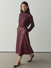 Wine Textured Funnel Neck Long Sleeve Top - Image 2 of 7