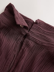 Wine Textured Funnel Neck Long Sleeve Top - Image 7 of 7