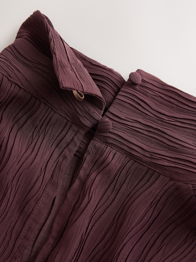 Wine Textured Funnel Neck Long Sleeve Top - Image 7 of 7