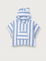 The White Company White Cotton Blue Stripe Towelling Hoodie - Image 1 of 2