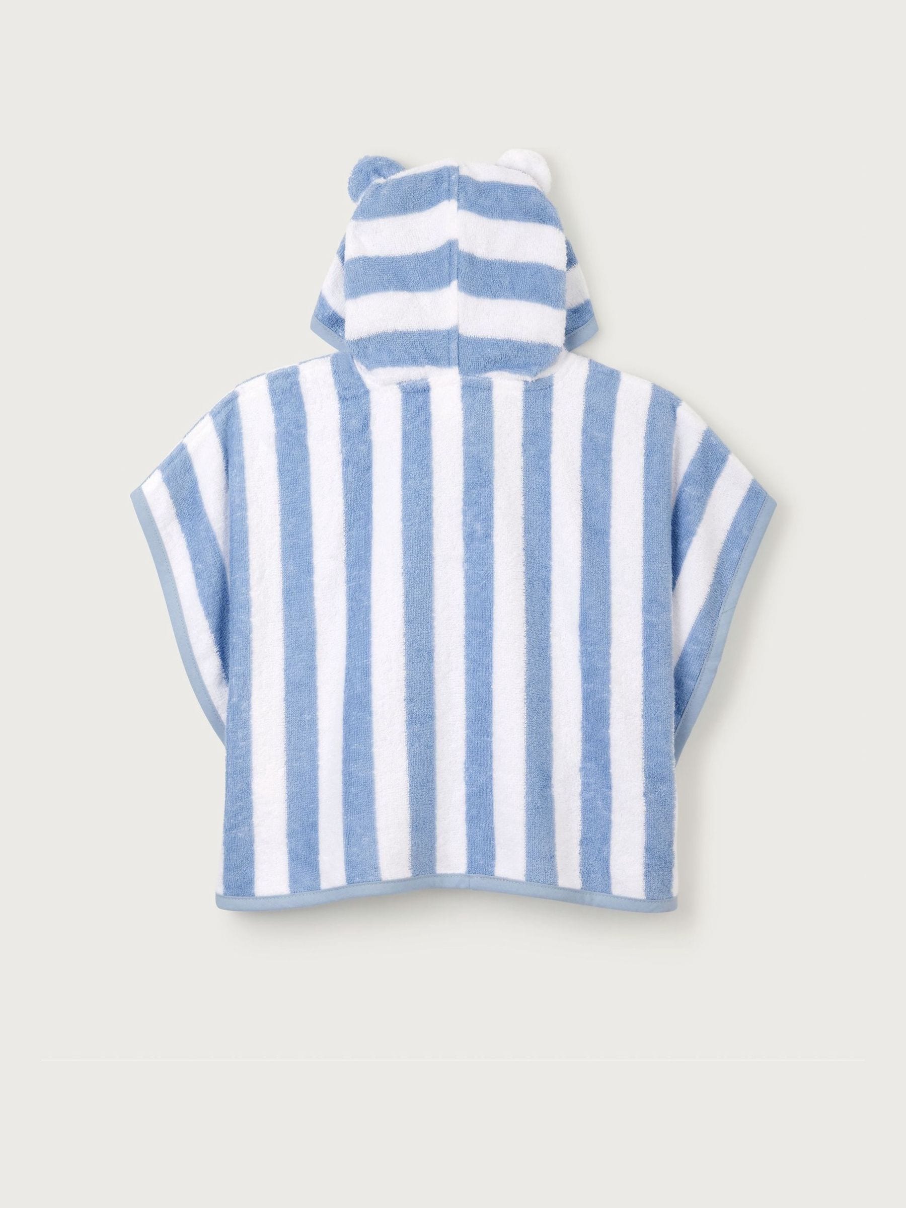 Buy The White Company White Cotton Blue Stripe Towelling Hoodie