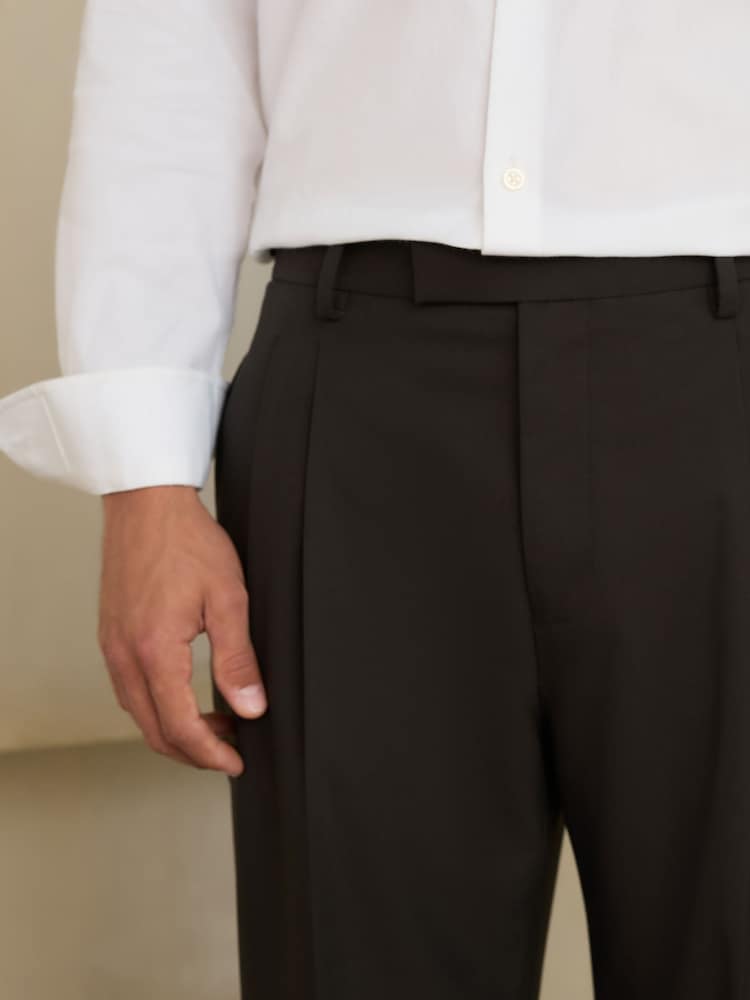 Žalia - Laisvo kirpimo elegantiškos „N.Premium“ klostuotos kelnės - 4 paveikslėlis iš 4