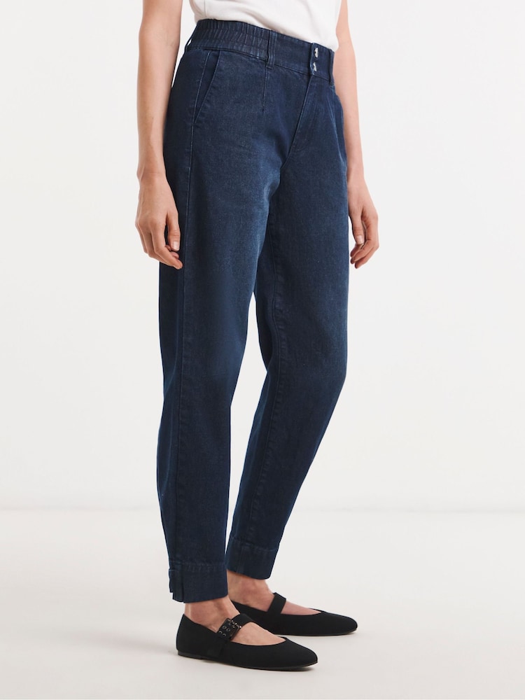 JD Williams Blue Elasticated Waist Peg Leg Jeans - Image 2 of 4