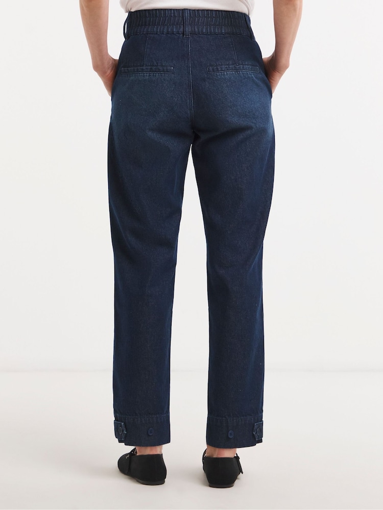 JD Williams Blue Elasticated Waist Peg Leg Jeans - Image 4 of 4