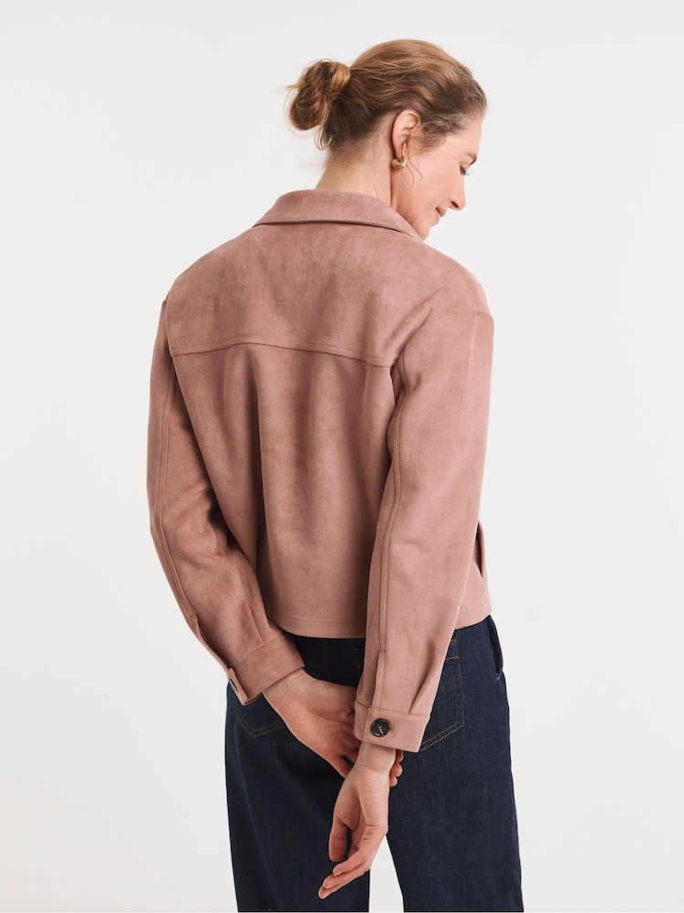 JD Williams Pink Suedette Trucker Jacket - Image 2 of 4