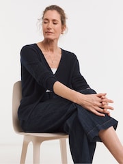 JD Williams Blue Ribbed Tie Front Cardigan - Image 1 of 3