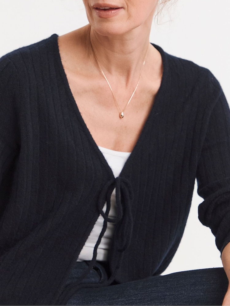 JD Williams Blue Ribbed Tie Front Cardigan - Image 3 of 3