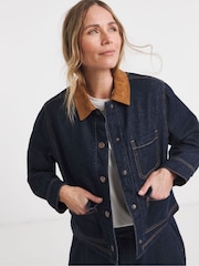 JD Williams Cord Collar Denim Barn Jacket - Image 1 of 4