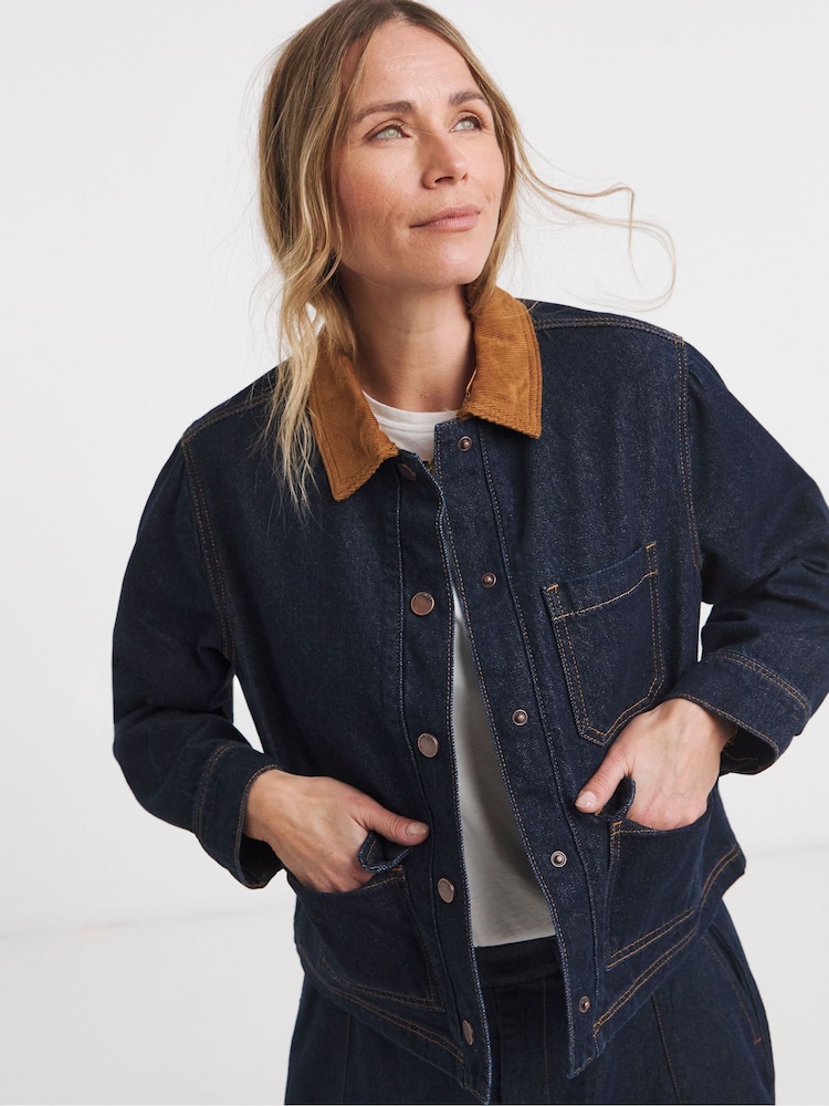JD Williams Cord Collar Denim Barn Jacket - Image 1 of 4