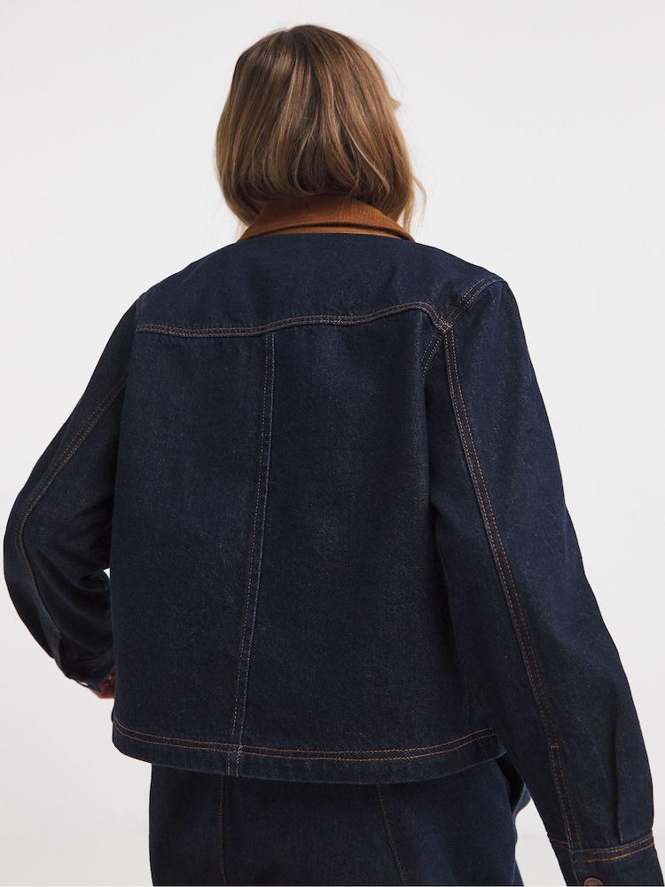 JD Williams Cord Collar Denim Barn Jacket - Image 4 of 4