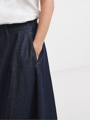 JD Williams Seam Detail Full Circle Denim Midi Skirt - Imaginea 4 din 4