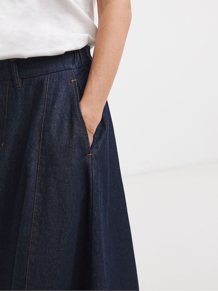 JD Williams Seam Detail Full Circle Denim Midi Skirt - Imaginea 4 din 4