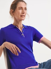 JD Williams Blue Contrast Short Sleeve Collar Jumper - Image 1 of 4