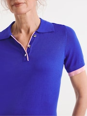 JD Williams Blue Contrast Short Sleeve Collar Jumper - Image 4 of 4