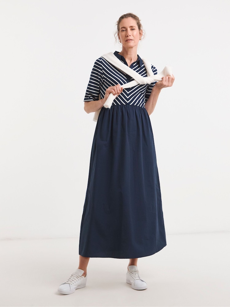 JD Williams Blue Stripe Rib 2 In 1 Dress - Image 2 of 4