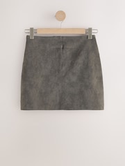 Grey Faux Leather Suedette Mini Skirt - Image 1 of 3