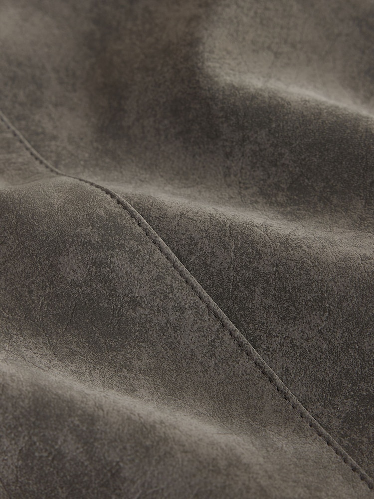 Grey Faux Leather Suedette Mini Skirt - Image 2 of 3 Grey Faux Leather Suedette Mini Skirt - Image 2 of 3