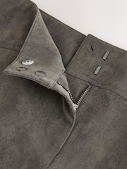 Grey Faux Leather Suedette Mini Skirt - Image 3 of 3