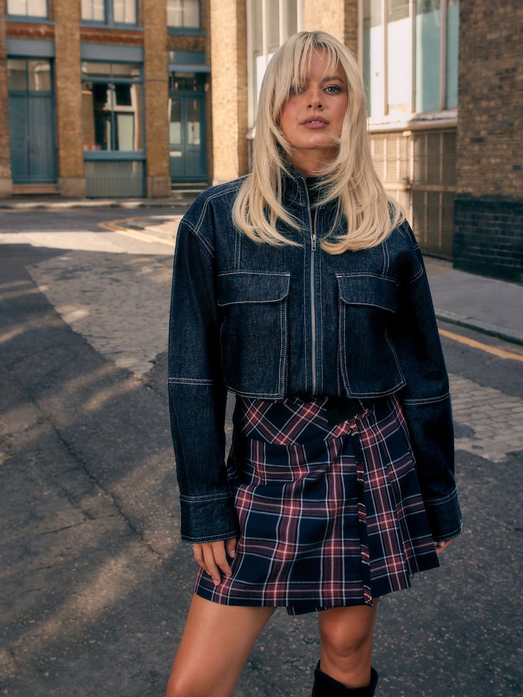 Navy/Red Check Kilt Mini Skirt - Image 1 of 10