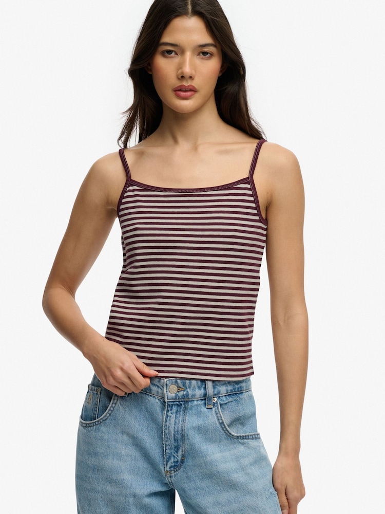 Superdry Red Athletic Essentials Stripe Cami Jumper - Image 1 of 5