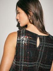 Red/Black Check Sequin Sleeveless Top - Image 4 of 4